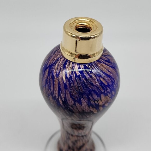 Cobalt Blue & Gold Flecks Perfume Atomizer Cased Glass Hand Blown Tassel VTG - Picture 8 of 9